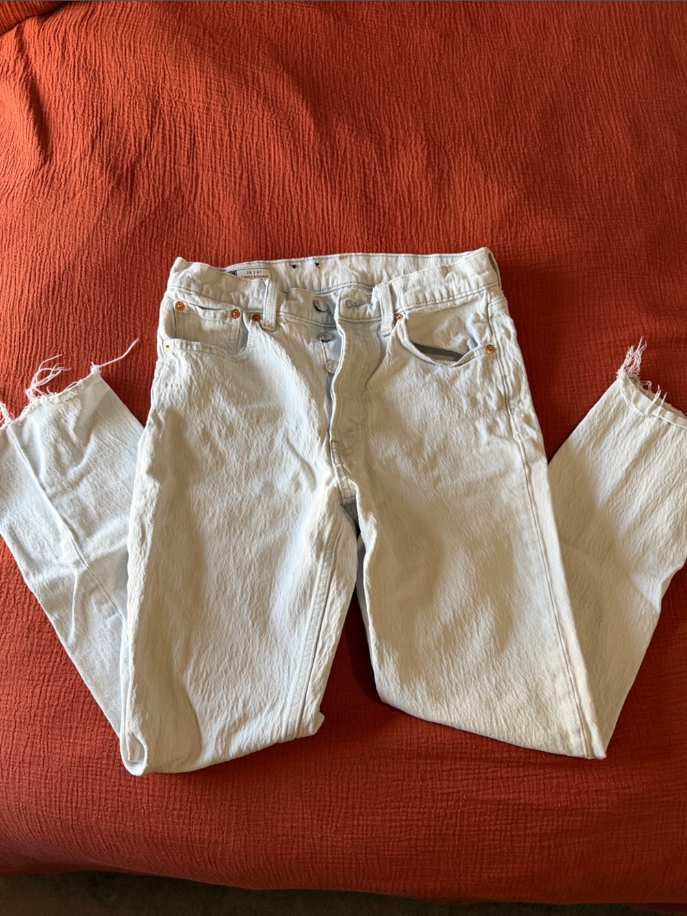 GAP Cheeky Straight High Rise  Jeans with Raw Hem